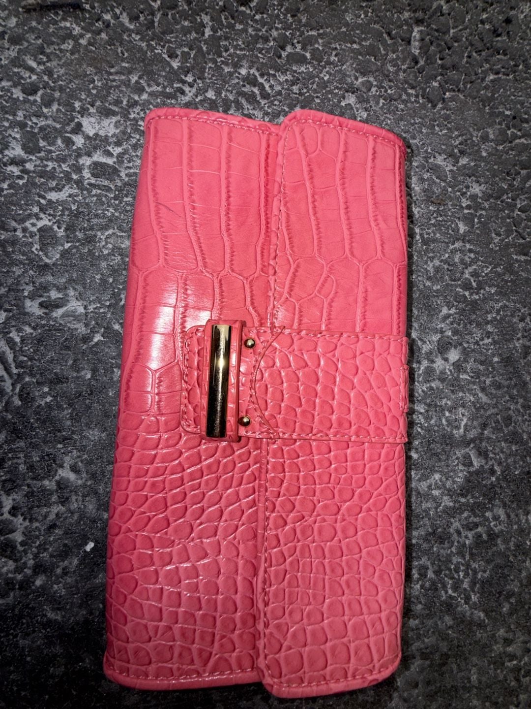 Ann Taylor LOFT Pink Crocodile Embossed Faux Leather Clutch Purse 2
