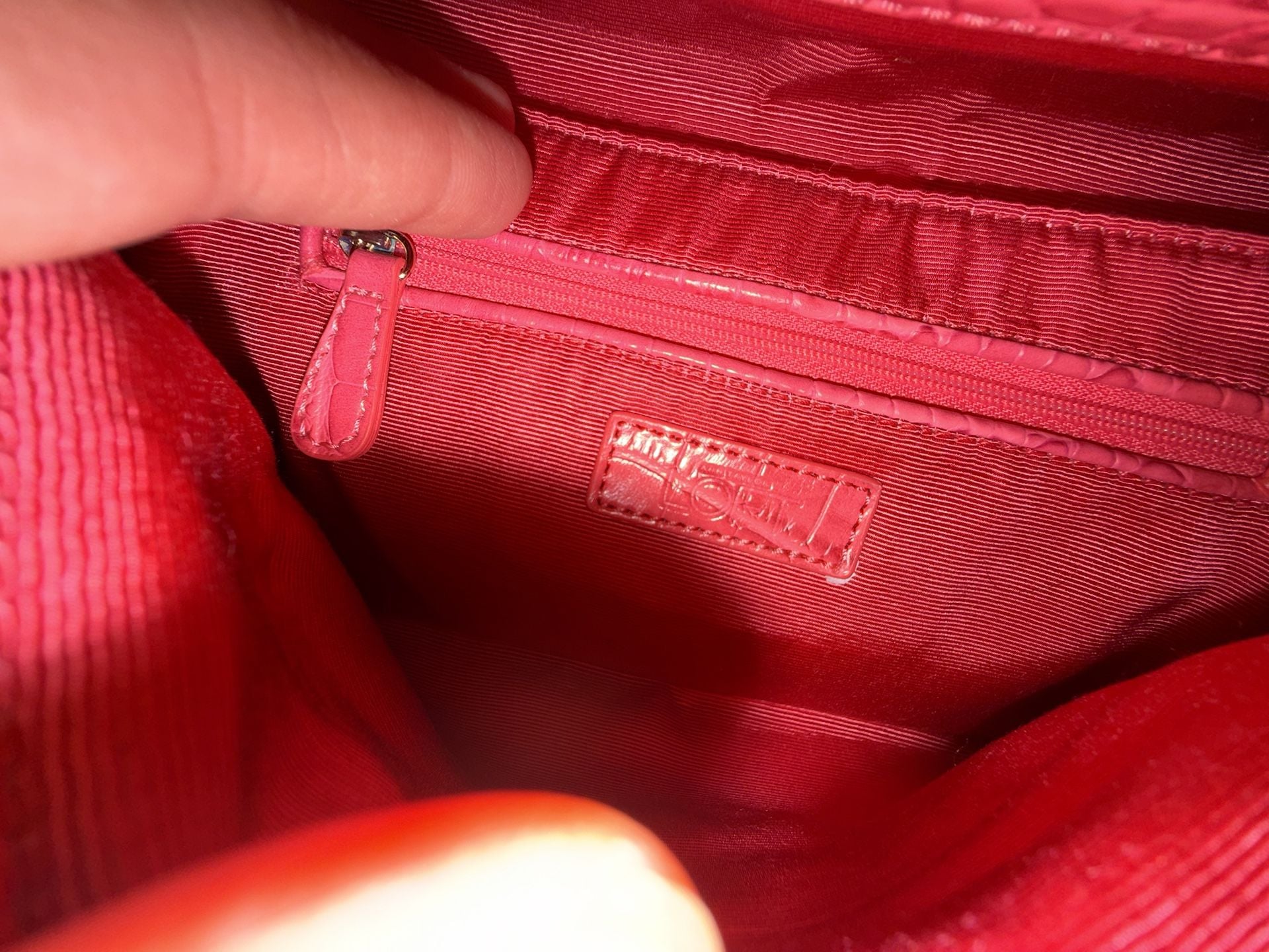 Ann Taylor LOFT Pink Crocodile Embossed Faux Leather Clutch Purse 3