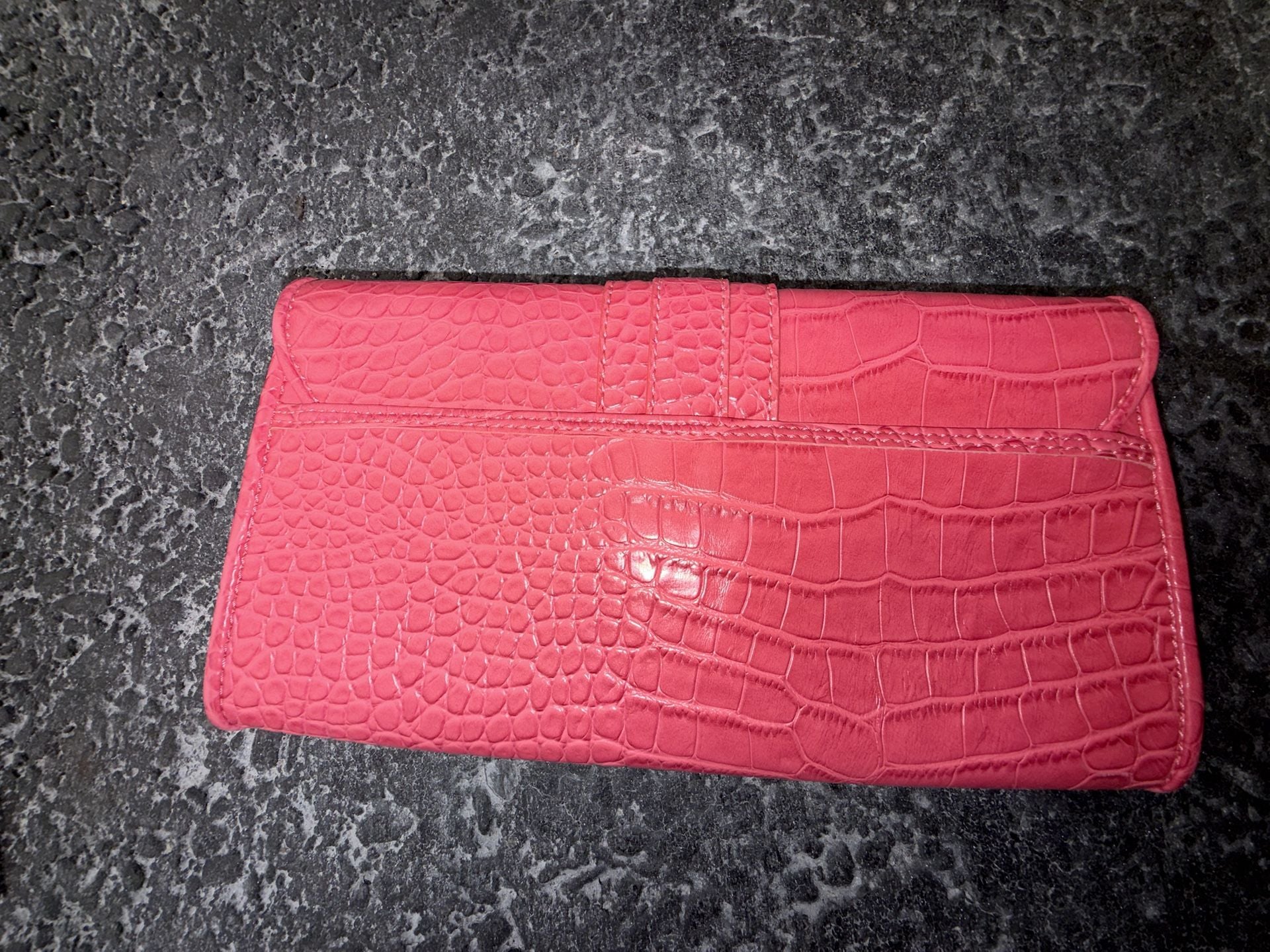 Ann Taylor LOFT Pink Crocodile Embossed Faux Leather Clutch Purse 5