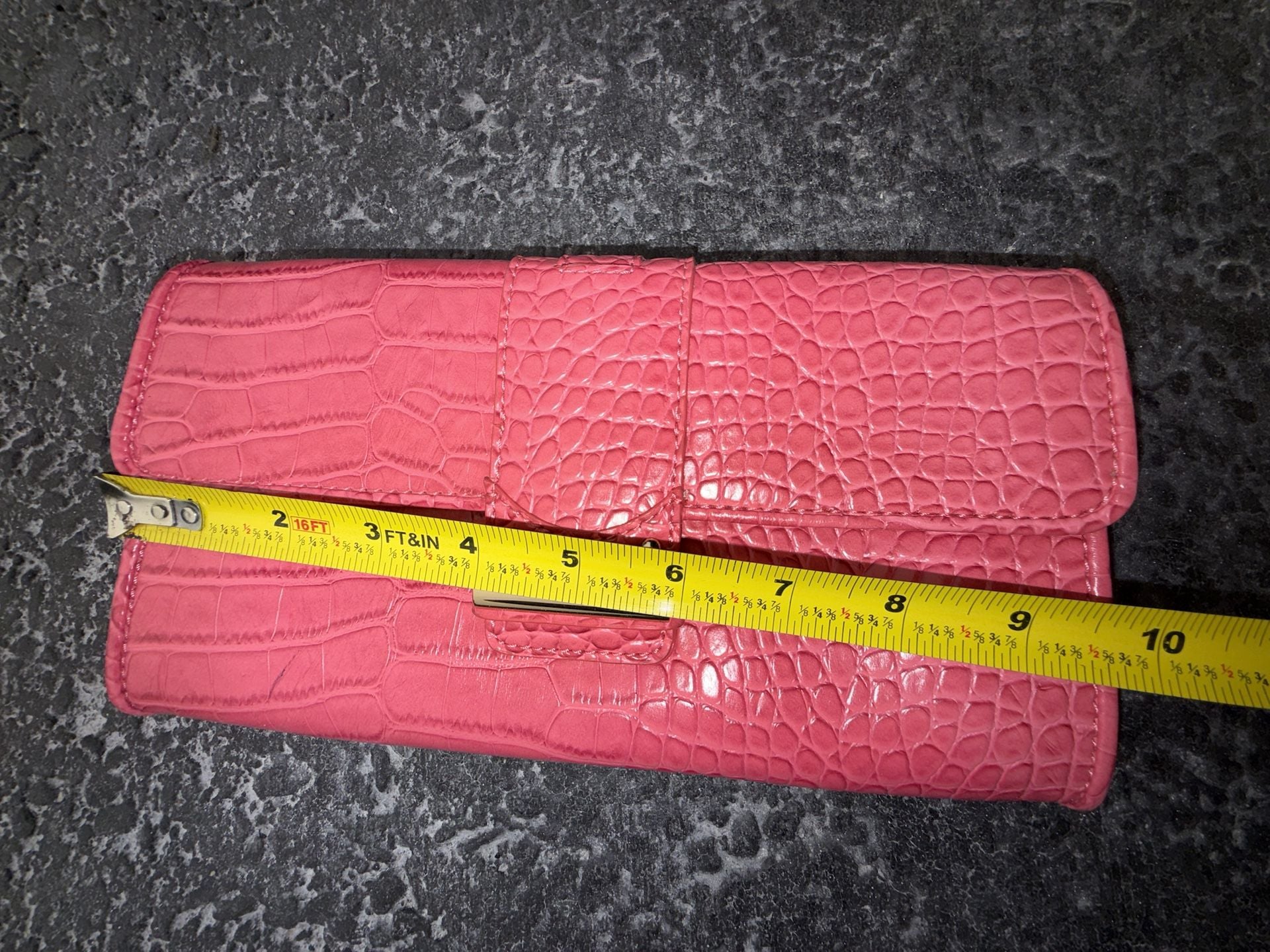Ann Taylor LOFT Pink Crocodile Embossed Faux Leather Clutch Purse 8