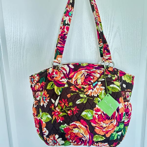 Vera Bradley English Rose Quilted Shoulder Bag Tote
