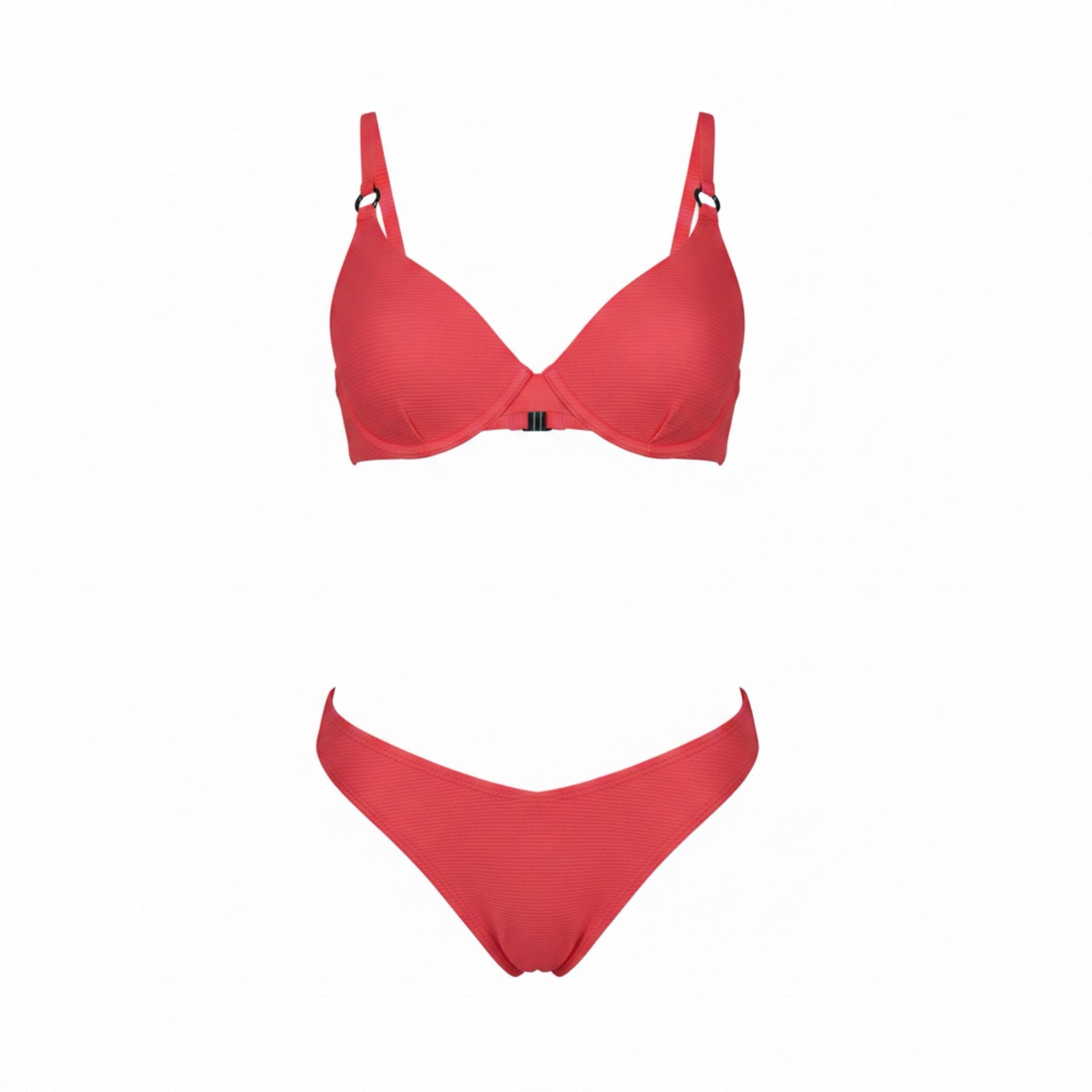 Shade & Shore Women’s Red Orange Ribbed Underwire Bikini Small 1
