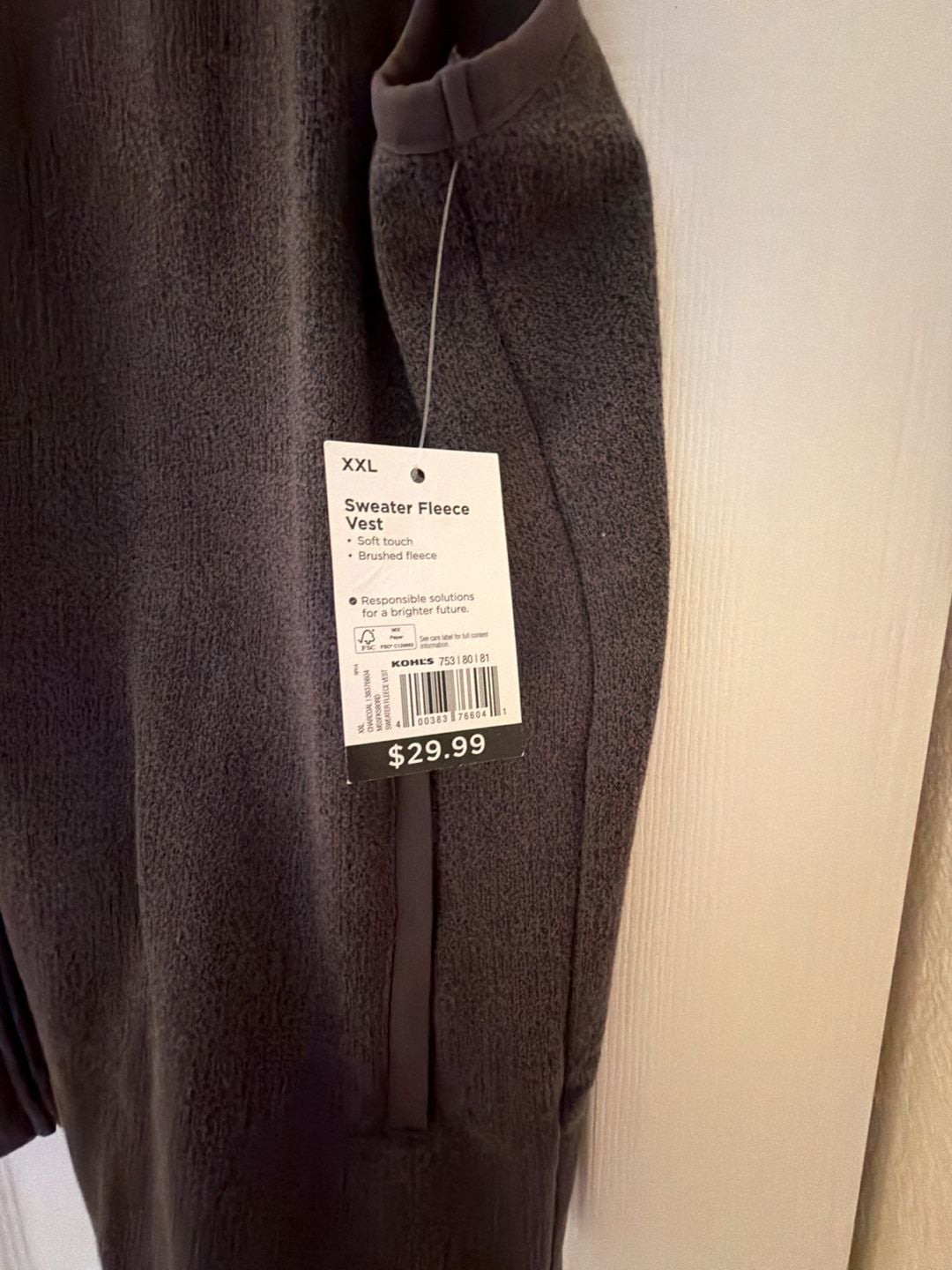 Sonoma Goods For Life Sweater Fleece Vest in Charcoal, Size XXL 3