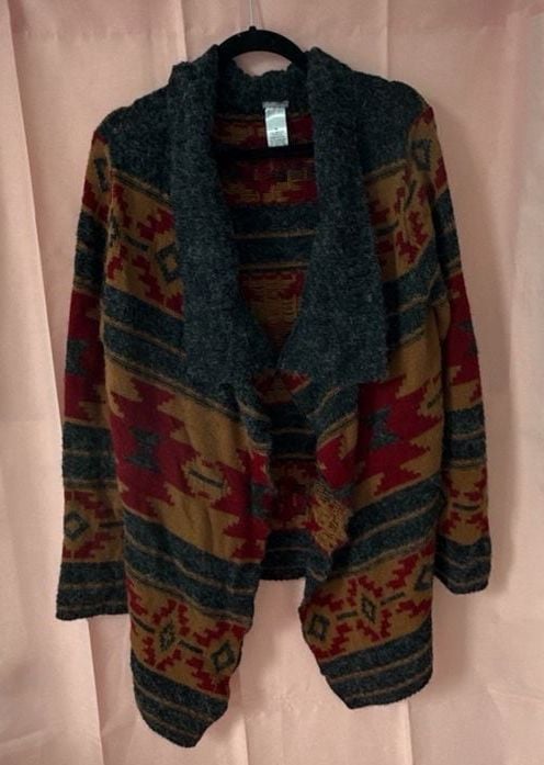 Charlotte Russe Aztec Western Draped Cardigan Wrap Boho Sweater Made in USA Sz M 3
