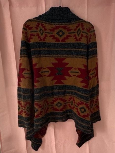 Charlotte Russe Aztec Western Draped Cardigan Wrap Boho Sweater Made in USA Sz M 4