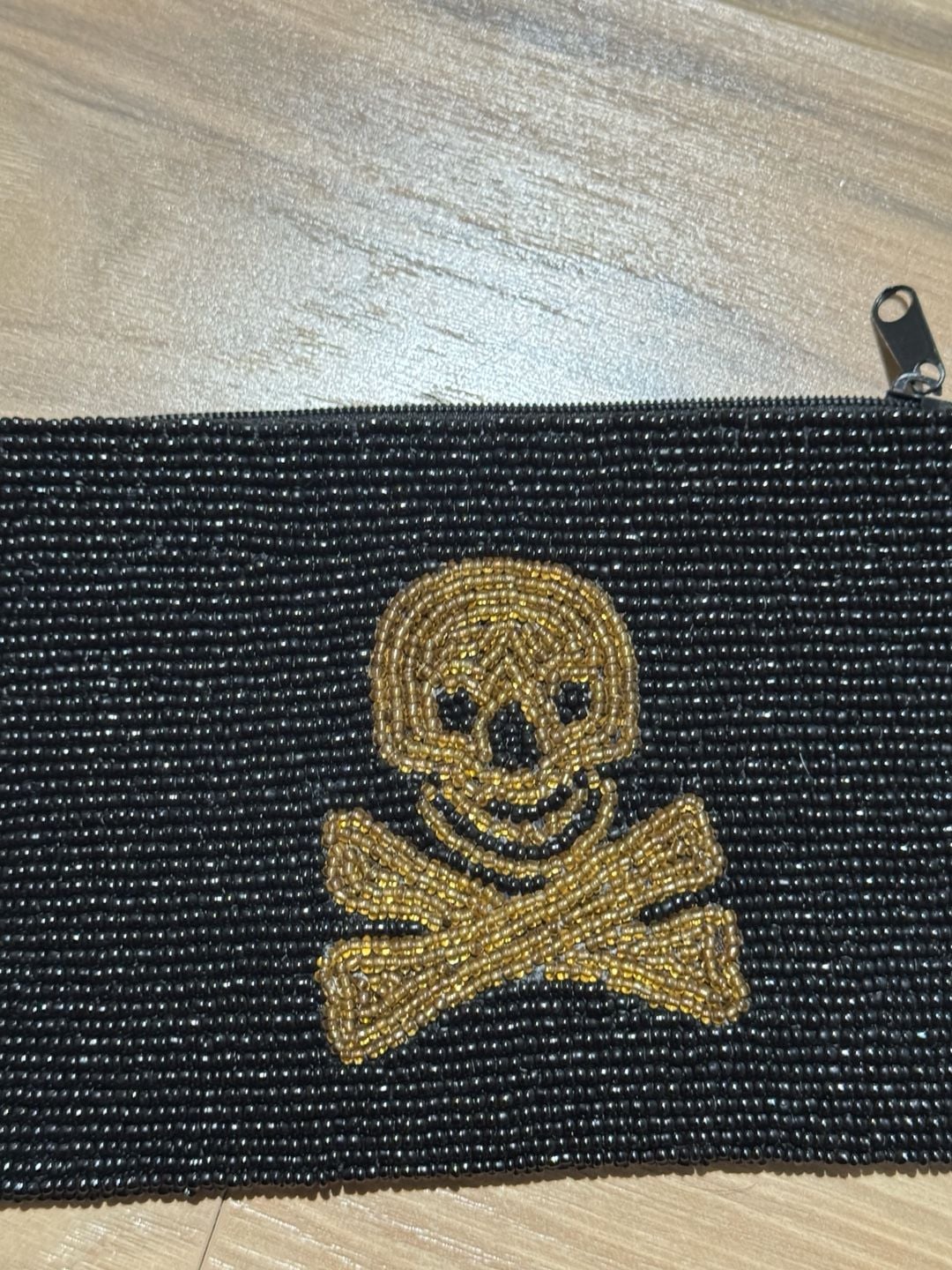 KC Malahan Beaded Skull and Crossbones Wristlet Pouch 3