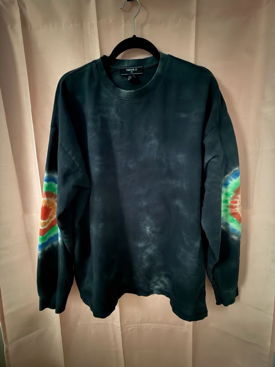 Forever Graphic Black Pullover Tie-Dyed Elbows 2