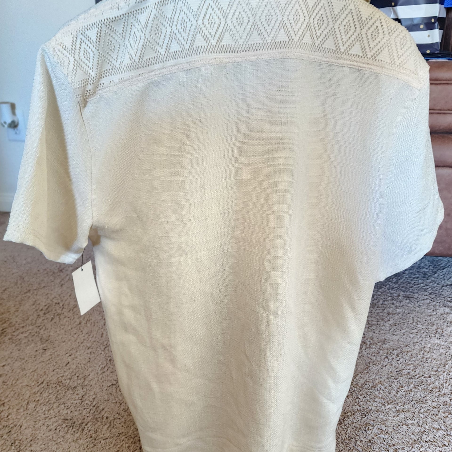 Malibu by Drill Clothing Co. Men's Short Sleeve Button-Down Shirt with Textured Crochet Panel 2