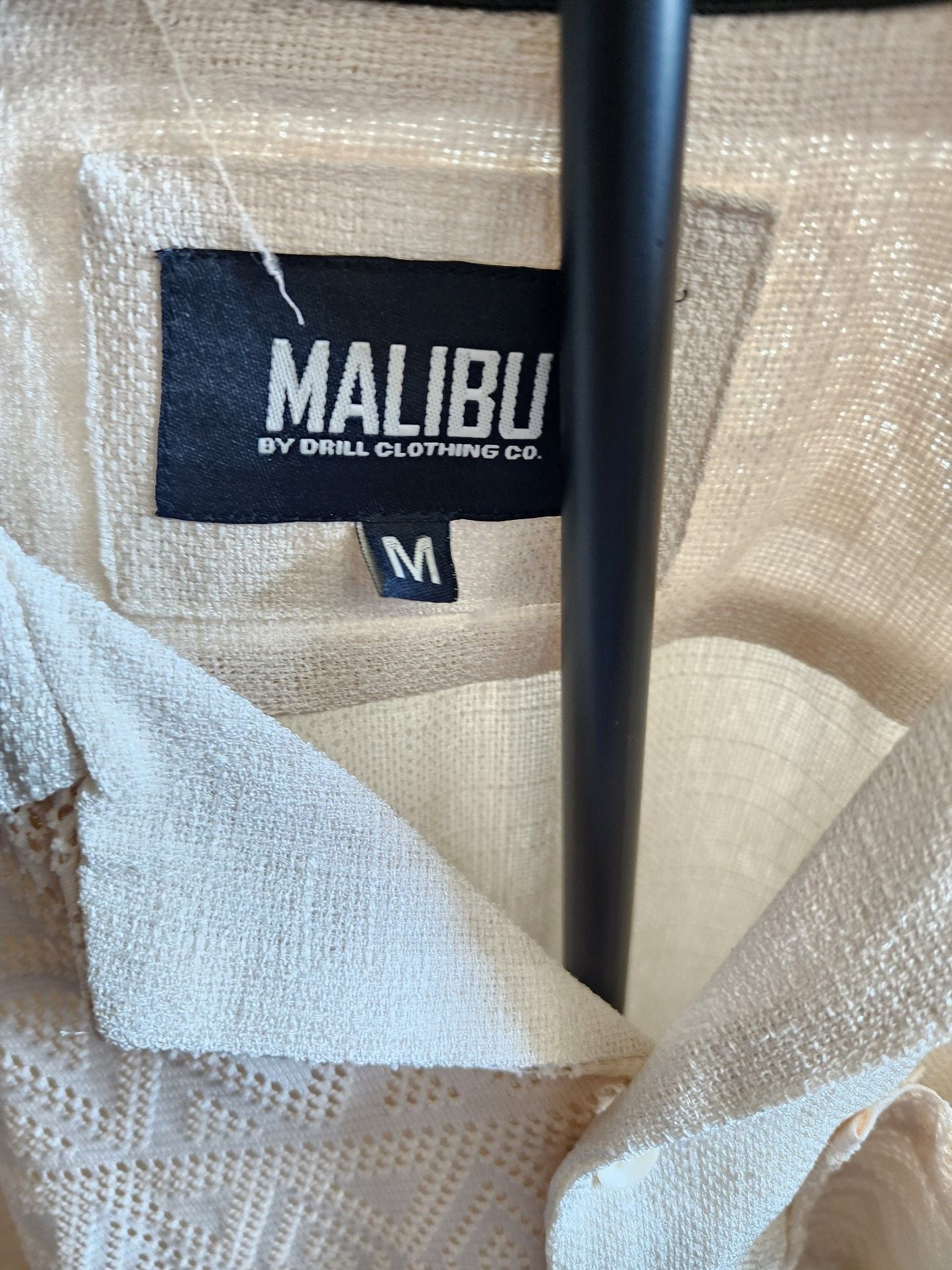Malibu by Drill Clothing Co. Men's Short Sleeve Button-Down Shirt with Textured Crochet Panel 3