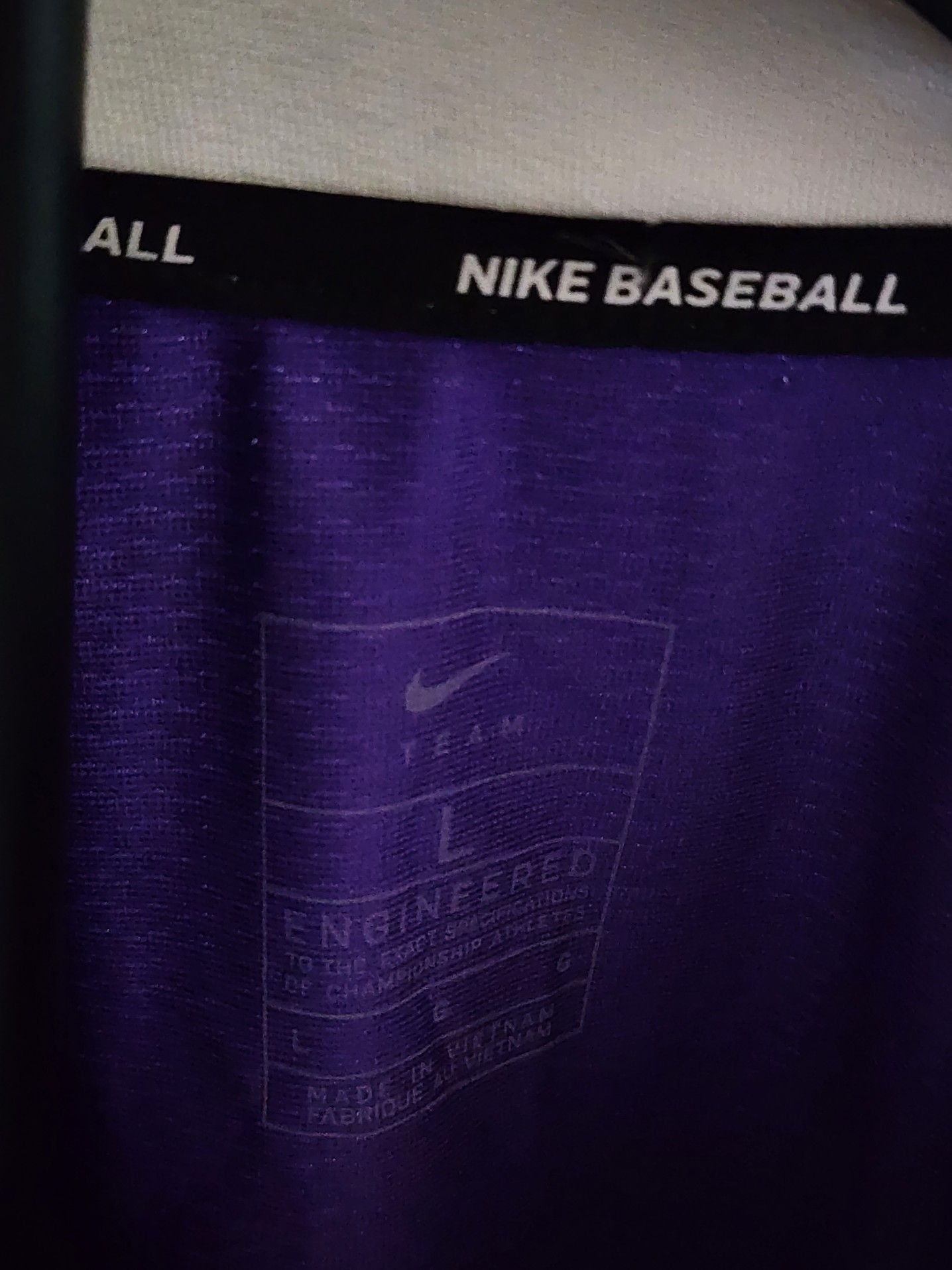 Nike Team Baseball One-Button Performance Jersey - Purple/White 4