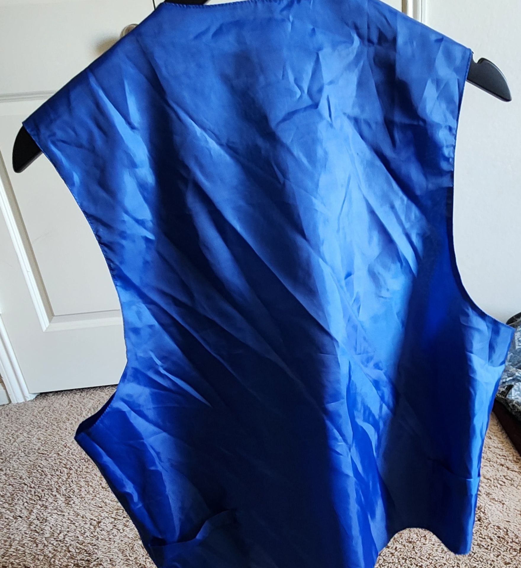 Vesuvio Napoli Royal Blue Satin Formal Suit Vest, Size Large 2