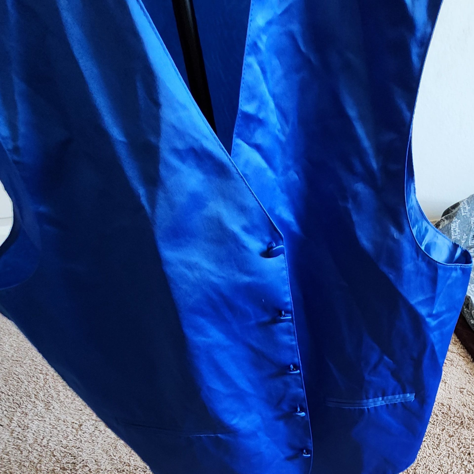 Vesuvio Napoli Royal Blue Satin Formal Suit Vest, Size Large 4