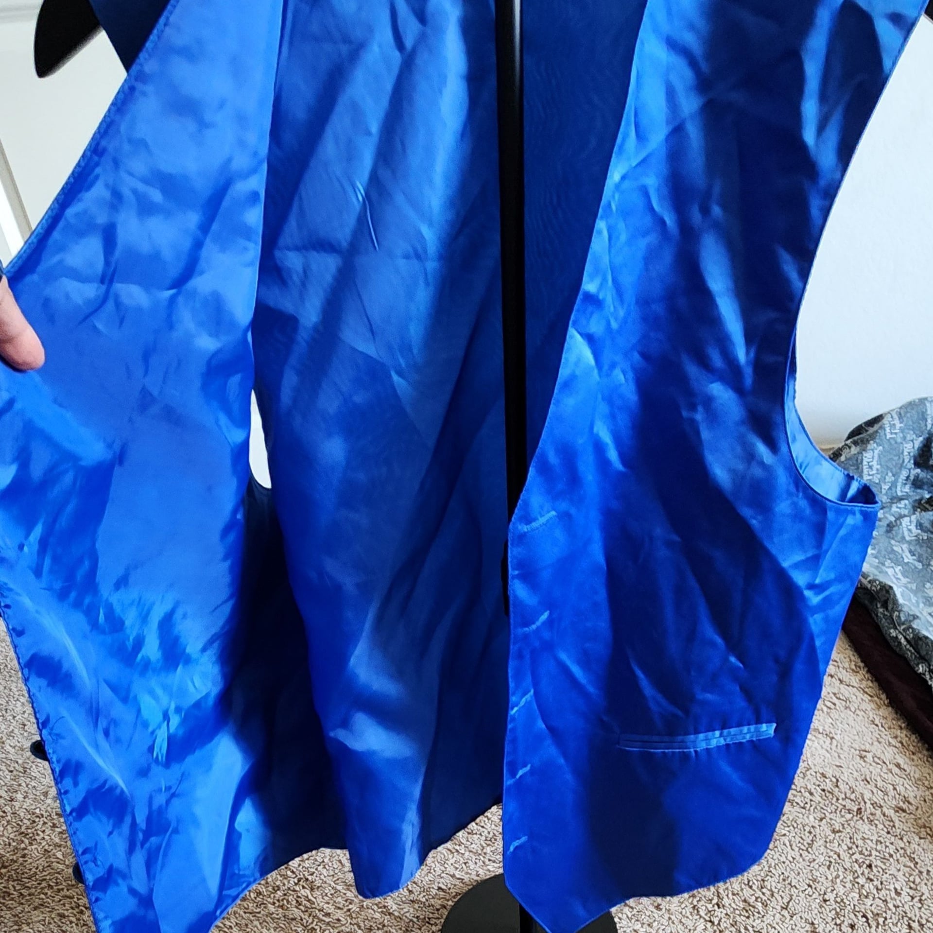 Vesuvio Napoli Royal Blue Satin Formal Suit Vest, Size Large 5