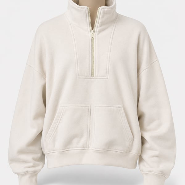 PrettyLittleThing Women's Cream Quarter Zip Pullover Sweatshirt