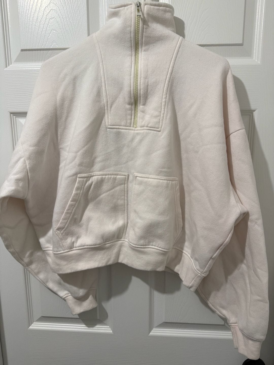 PrettyLittleThing Women's Cream Quarter Zip Pullover Sweatshirt 3