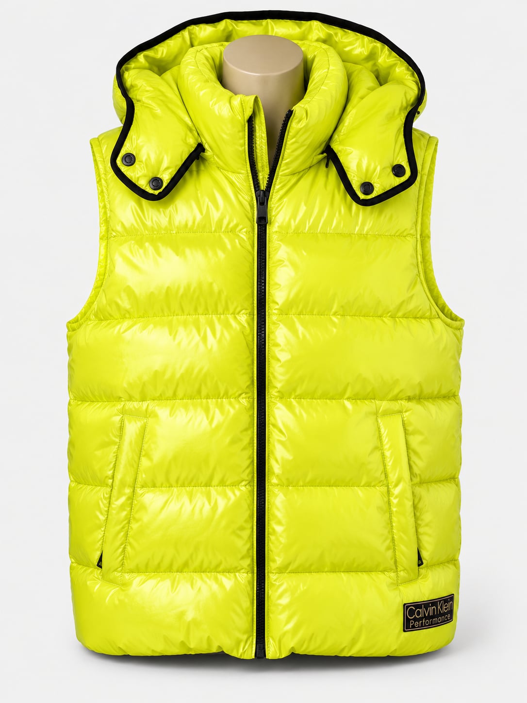 Calvin Klein Performance Neon Yellow Hooded Puffer Vest 2