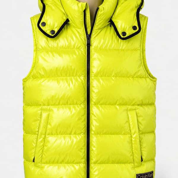 Calvin Klein Performance Neon Yellow Hooded Puffer Vest