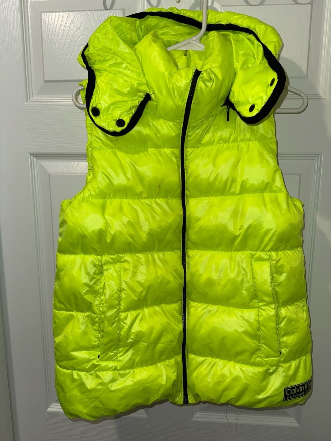 Calvin Klein Performance Neon Yellow Hooded Puffer Vest 3