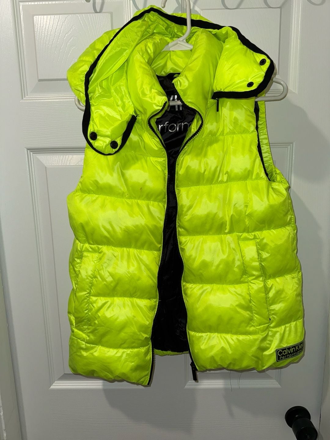 Calvin Klein Performance Neon Yellow Hooded Puffer Vest 7