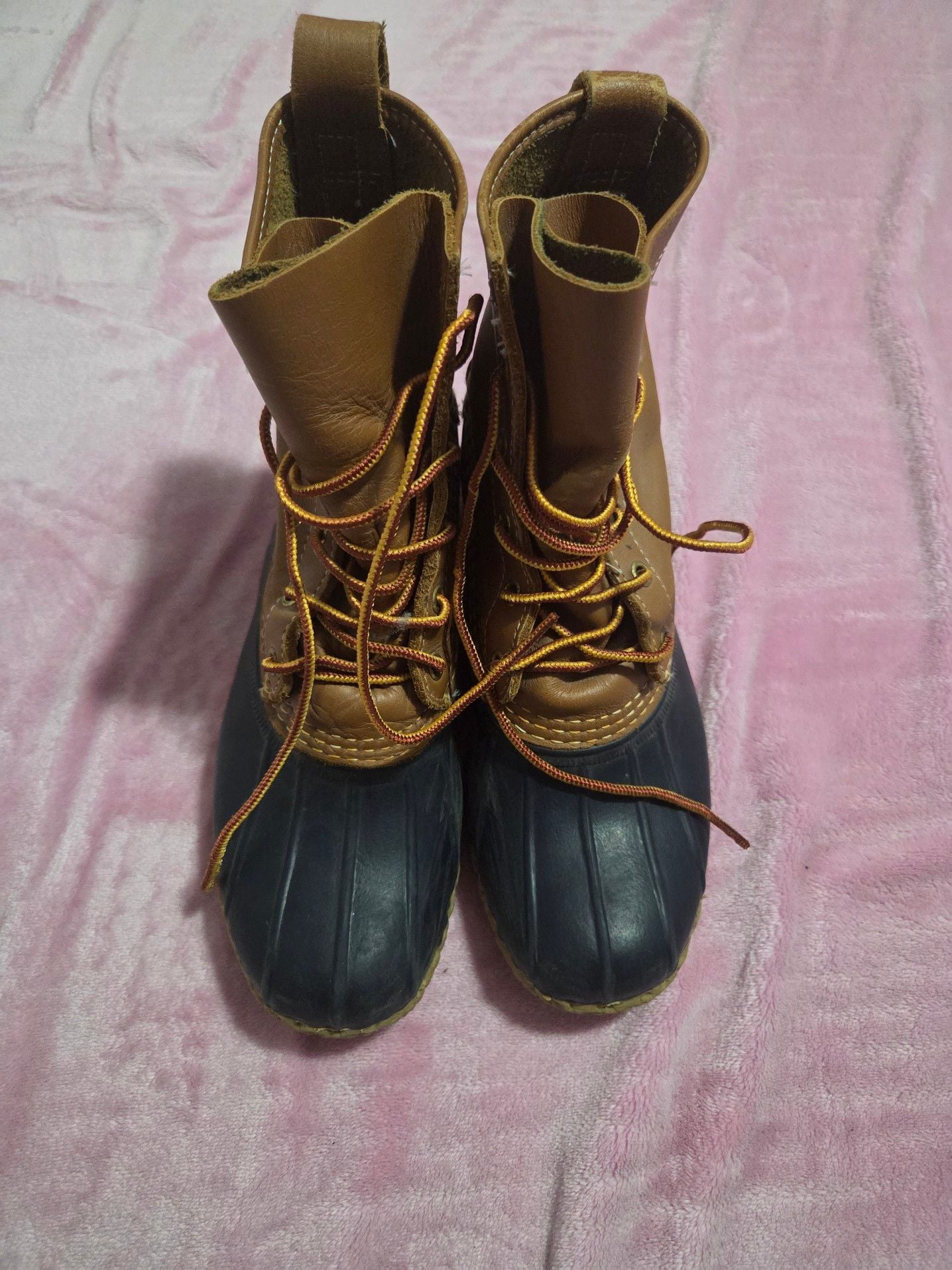 L.L. Bean Classic Duck Boots Brown Leather & Rubber Waterproof Boots 2