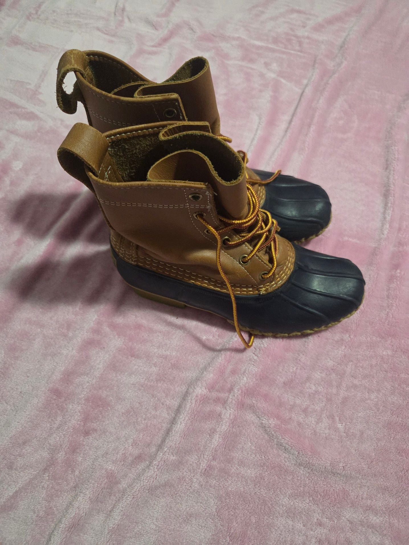 L.L. Bean Classic Duck Boots Brown Leather & Rubber Waterproof Boots 4