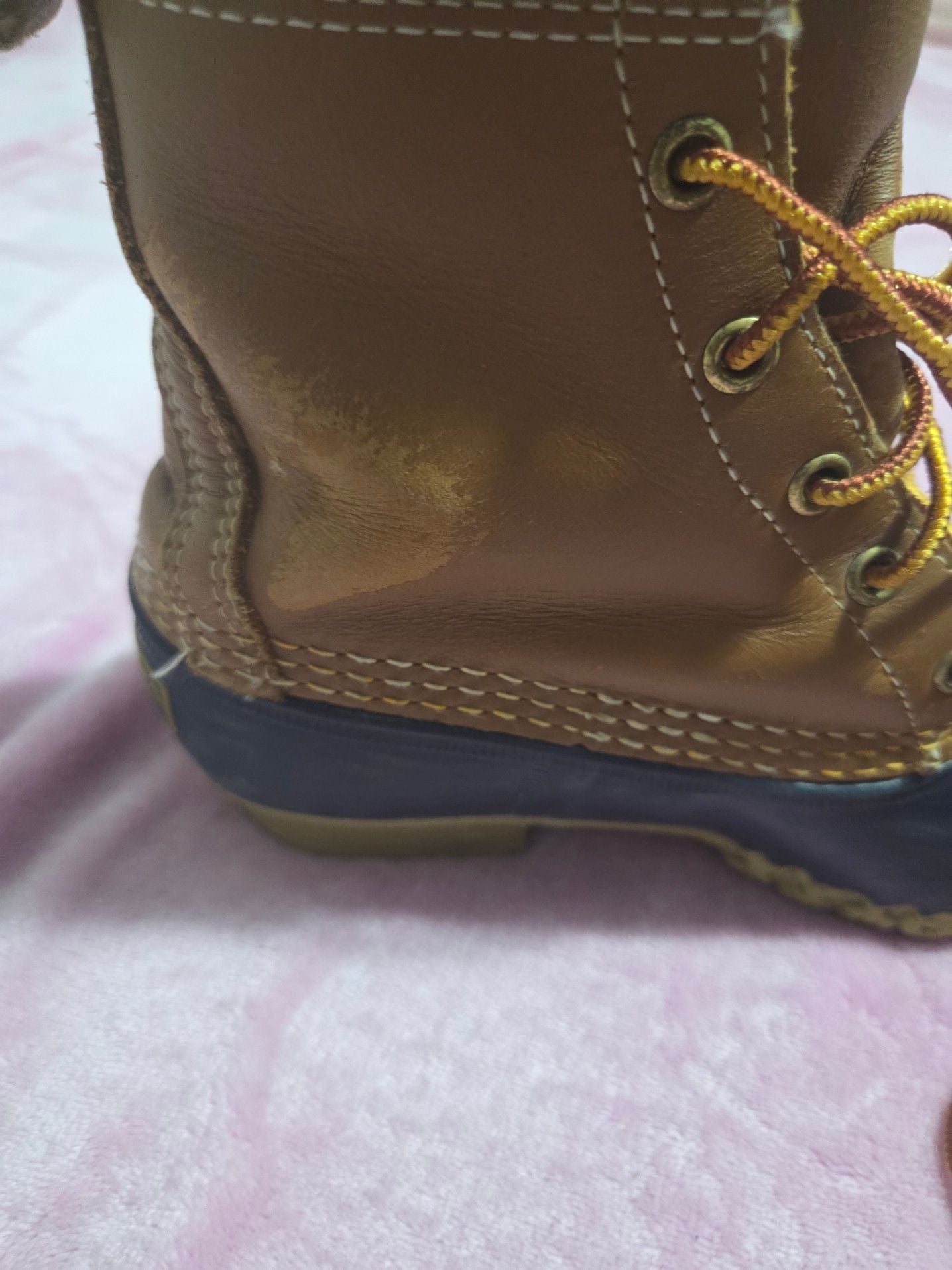 L.L. Bean Classic Duck Boots Brown Leather & Rubber Waterproof Boots 5
