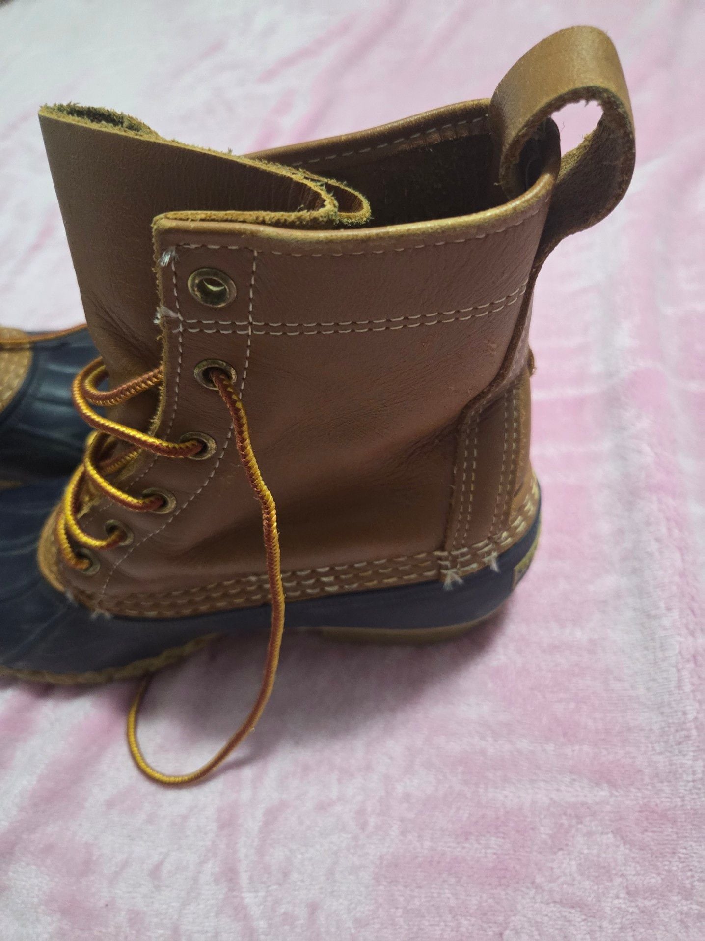 L.L. Bean Classic Duck Boots Brown Leather & Rubber Waterproof Boots 6