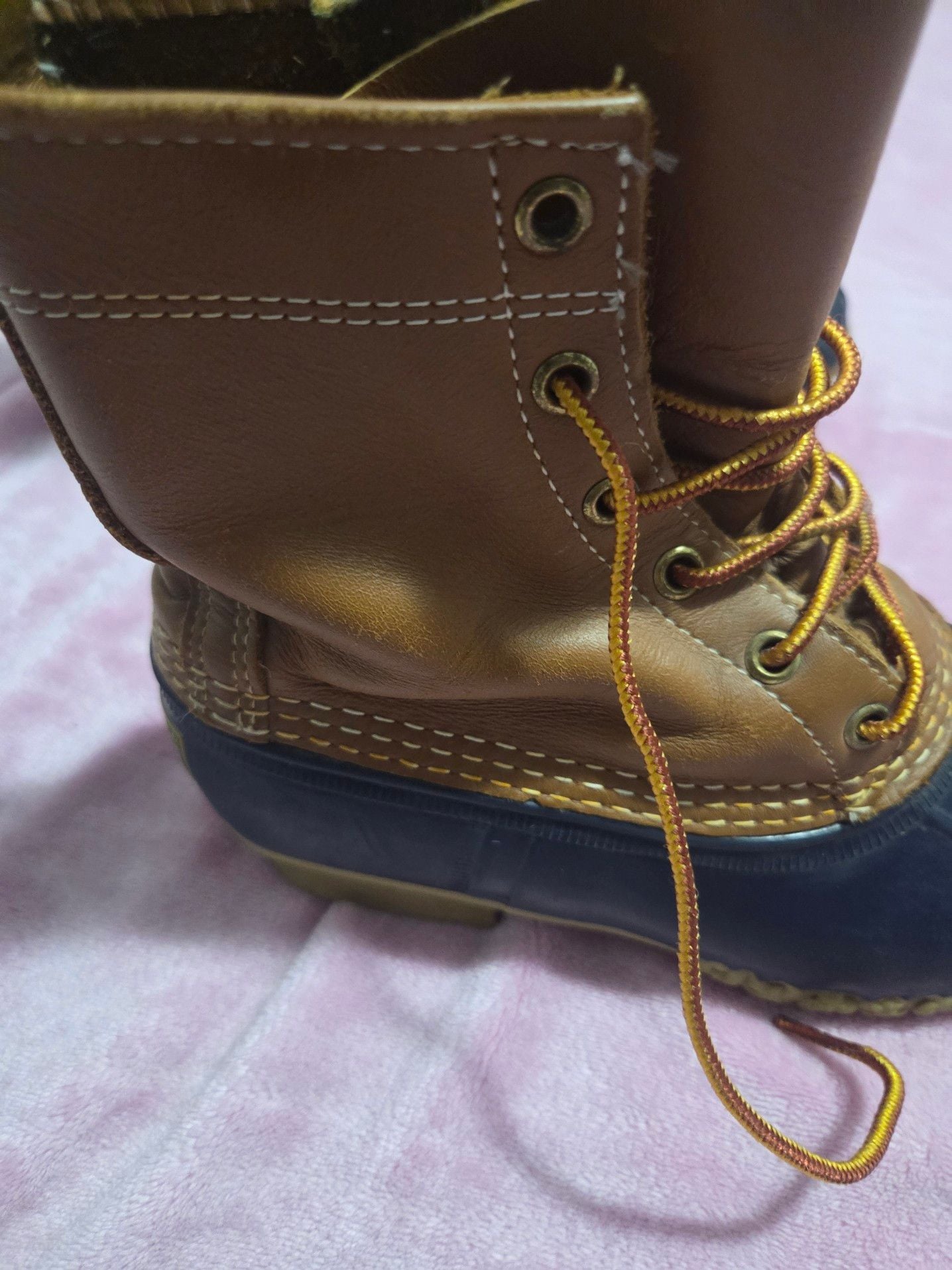 L.L. Bean Classic Duck Boots Brown Leather & Rubber Waterproof Boots 7