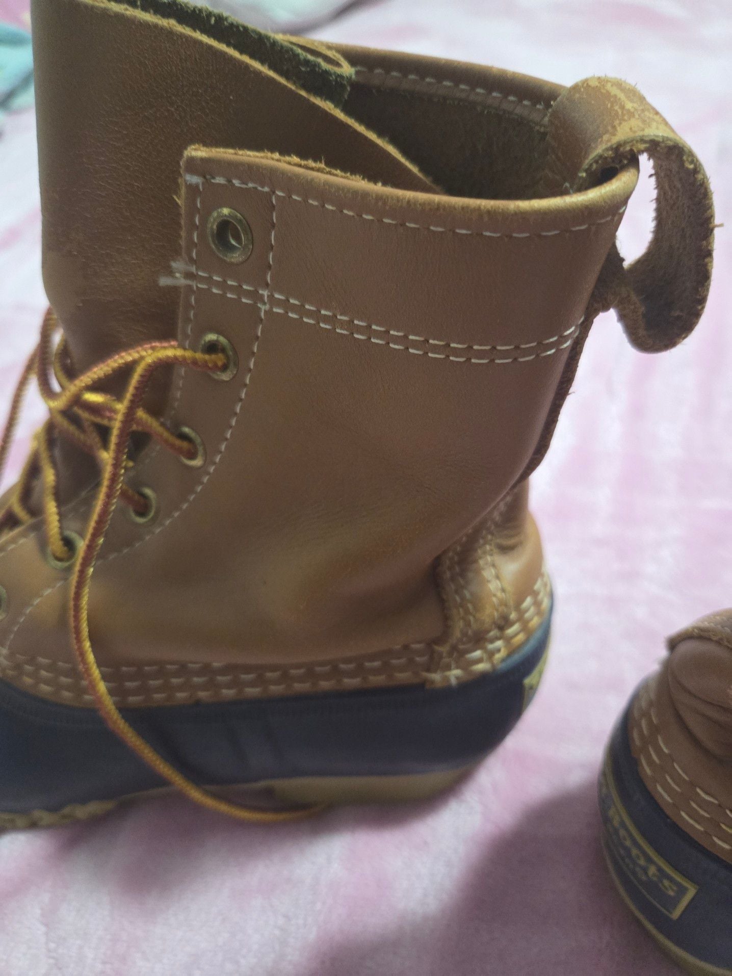 L.L. Bean Classic Duck Boots Brown Leather & Rubber Waterproof Boots 8