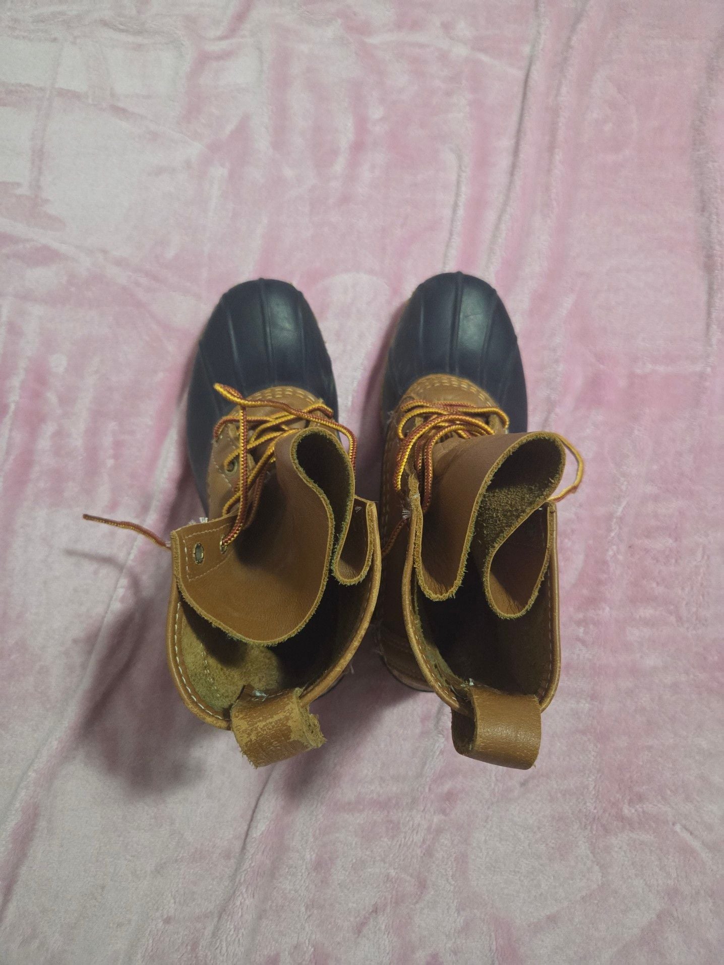 L.L. Bean Classic Duck Boots Brown Leather & Rubber Waterproof Boots 12
