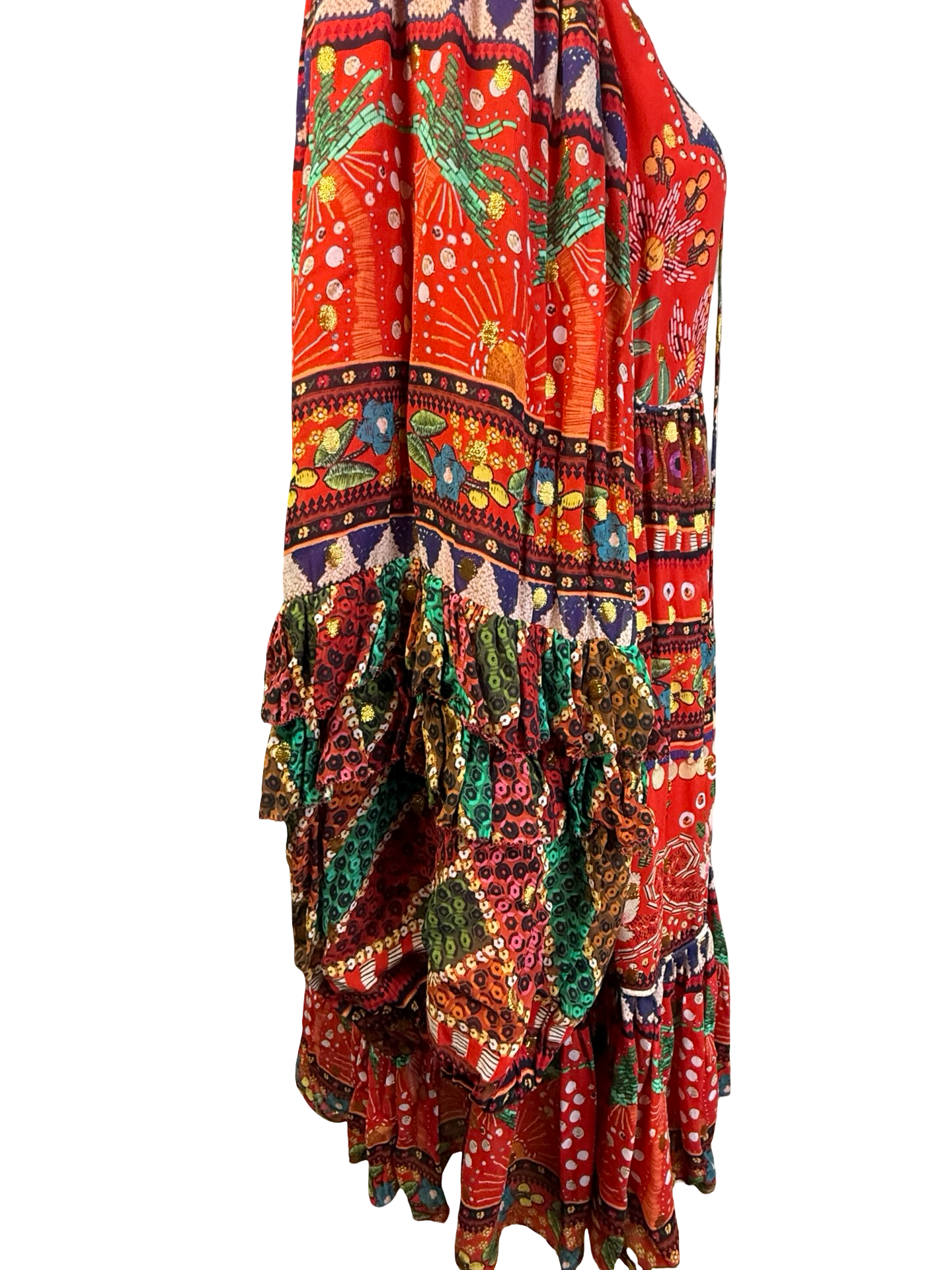 FARM Rio Tropical Shine Red Long Sleeve Mini Dress 7