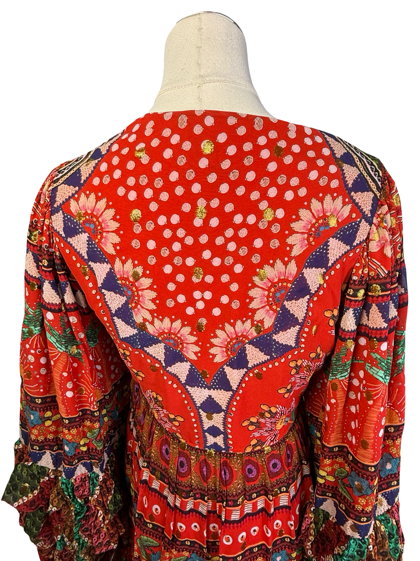 FARM Rio Tropical Shine Red Long Sleeve Mini Dress 9