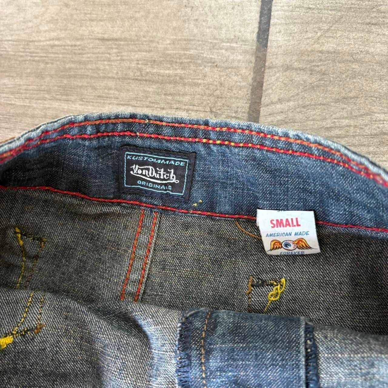 Vintage Von Dutch Kustommade Pleated Denim Mini Skirt 6