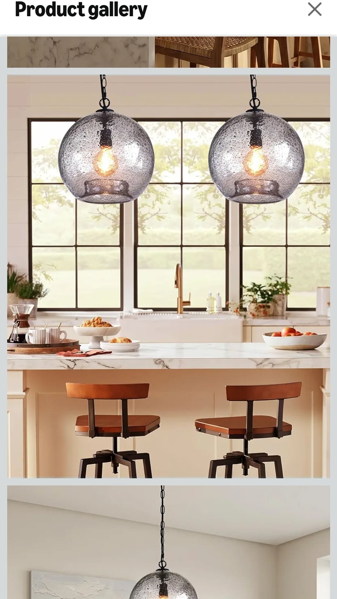 CASAMOTION Hand Blown Glass Pendant Light, 13 Inch Globe with Black Finish 2