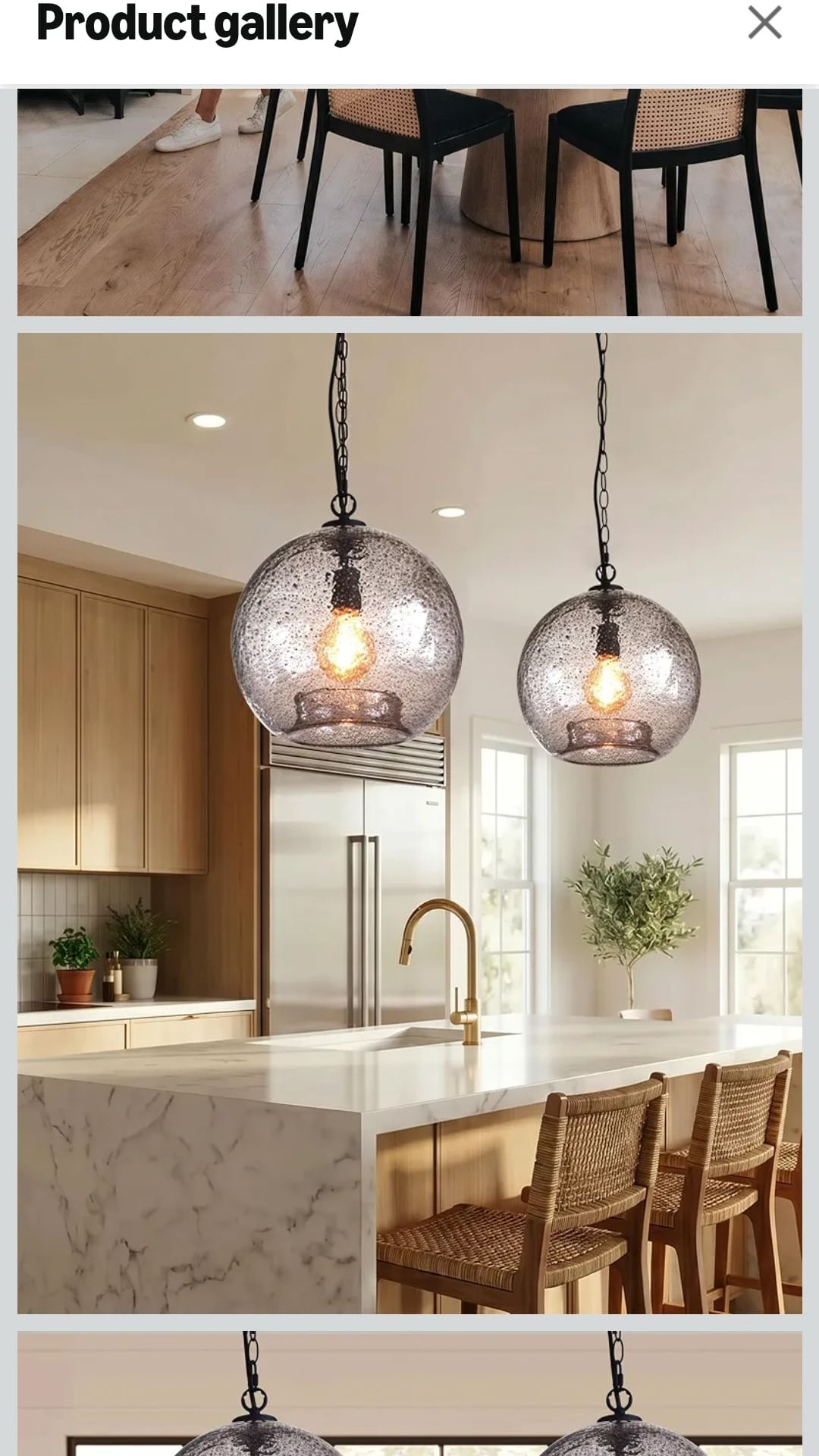 CASAMOTION Hand Blown Glass Pendant Light, 13 Inch Globe with Black Finish 3