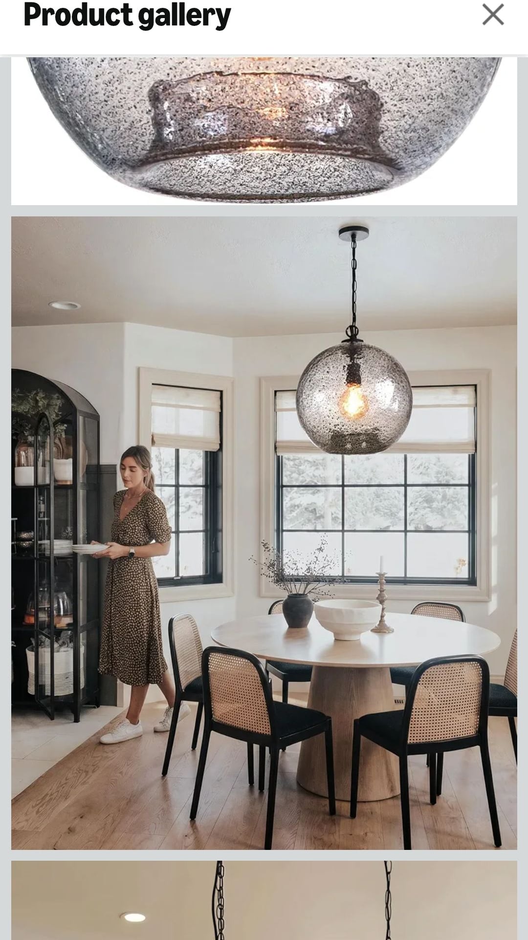 CASAMOTION Hand Blown Glass Pendant Light, 13 Inch Globe with Black Finish 4