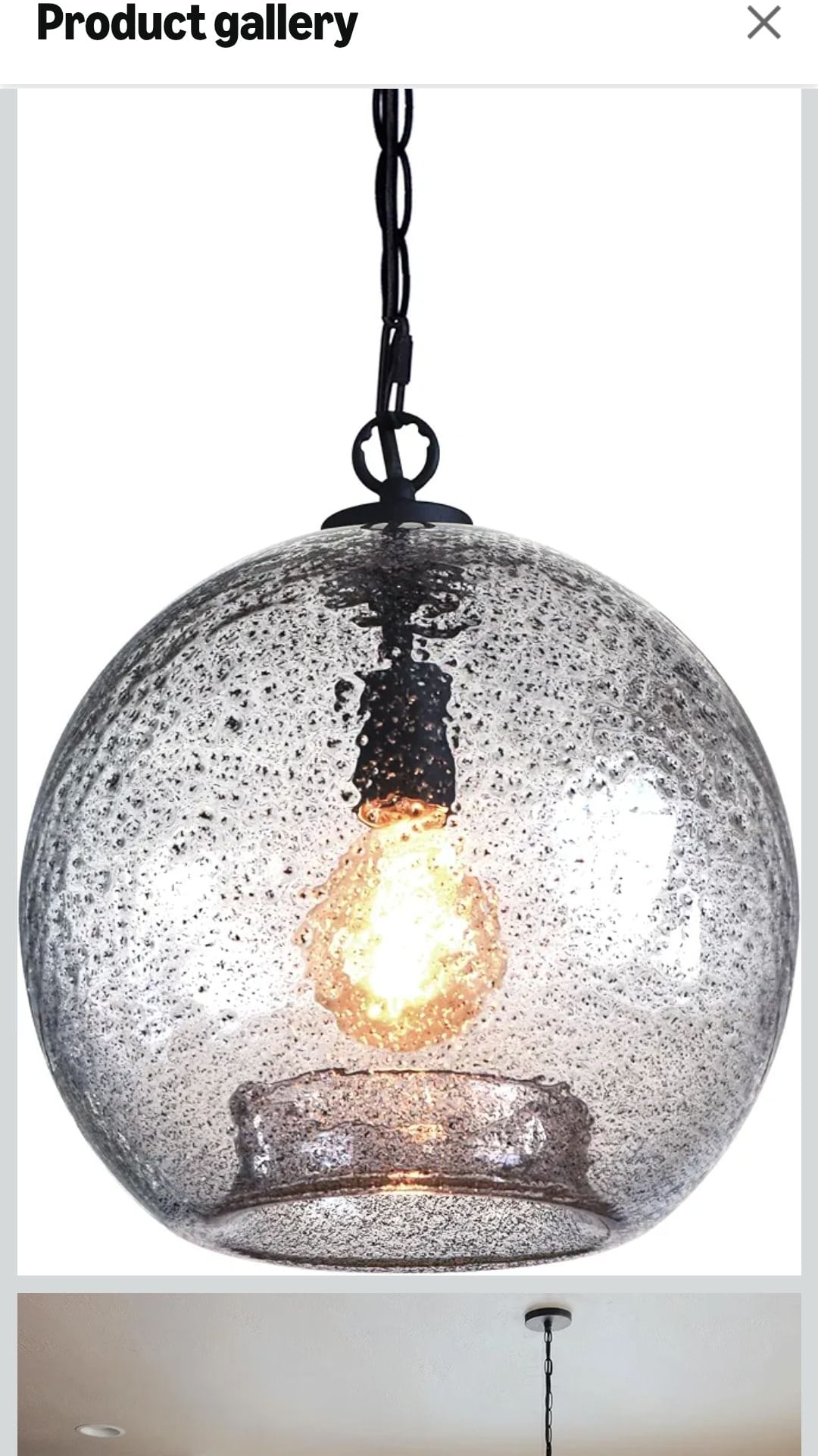 CASAMOTION Hand Blown Glass Pendant Light, 13 Inch Globe with Black Finish 5
