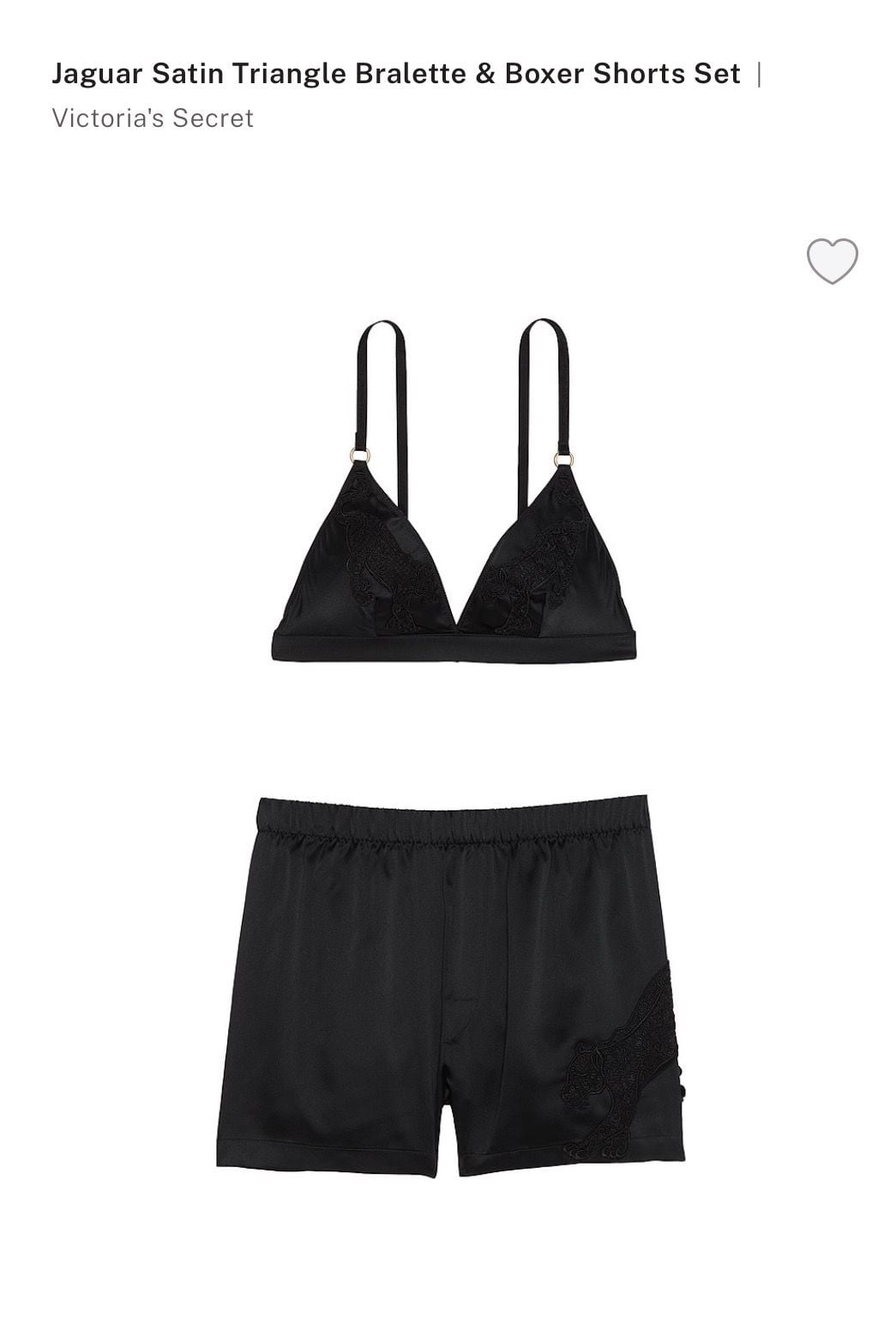 Victoria's Secret Jaguar Satin Triangle Bralette & Boxer Shorts Set 1