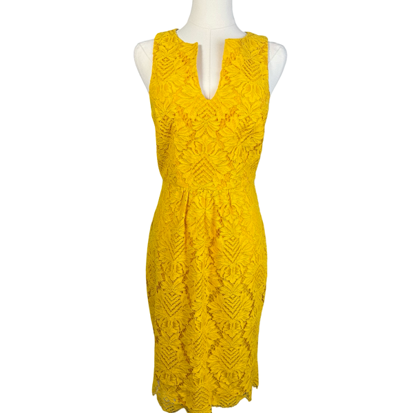 Trina Turk Yellow Floral Lace Sleeveless Sheath Dress Size 0 NWT!