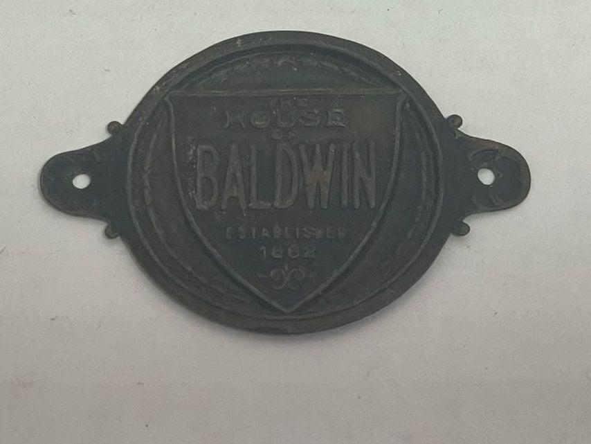 The House of Baldwin Vintage Cast Iron Plaque Established 1862 2