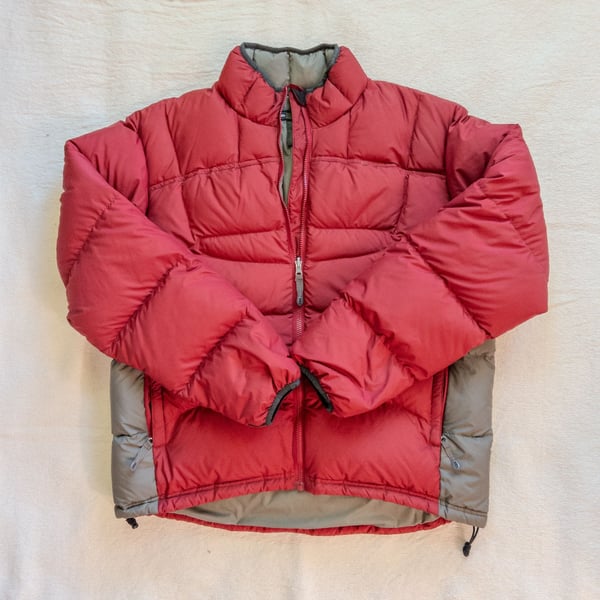 Y2K REI Recreational Equipment Inc. Men's Zip-In Insulated Goose Down Puffer Jacket Red/Grey Headphones 🎧 