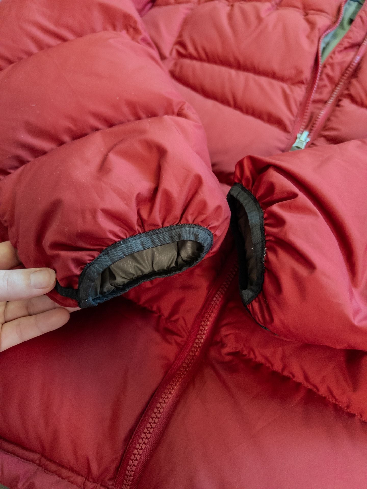 Y2K REI Recreational Equipment Inc. Men's Zip-In Insulated Goose Down Puffer Jacket Red/Grey Headphones 🎧 6