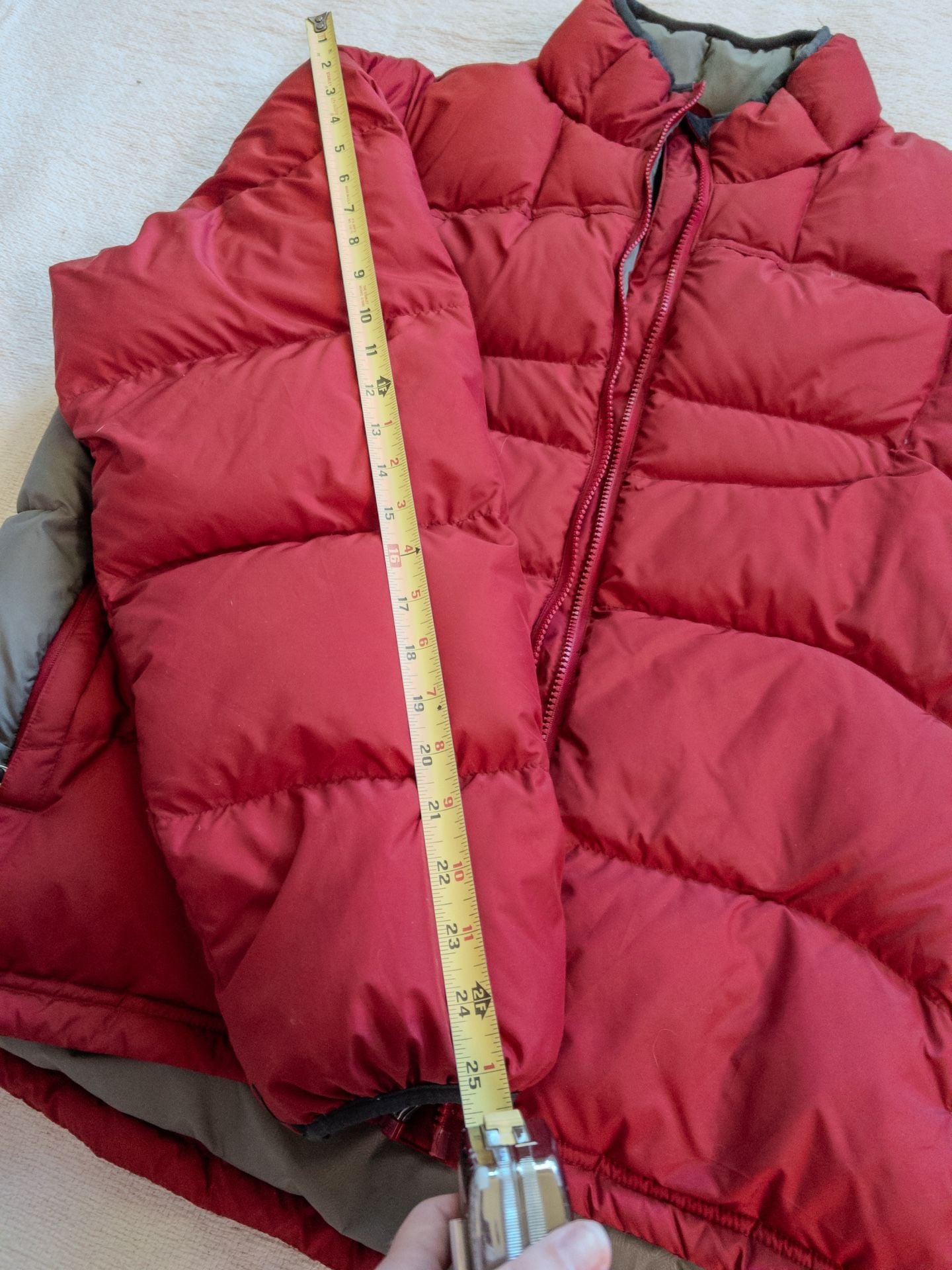 Y2K REI Recreational Equipment Inc. Men's Zip-In Insulated Goose Down Puffer Jacket Red/Grey Headphones 🎧 16