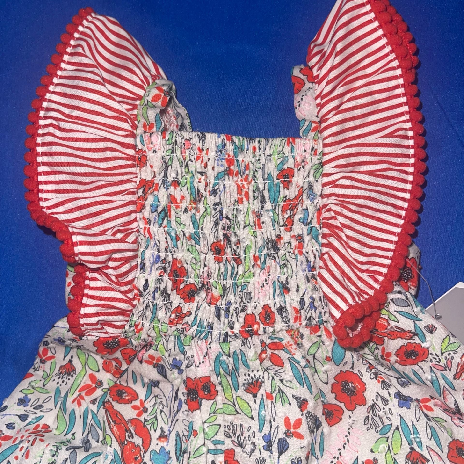 Pastourelle by Pippa & Julie Floral Striped Ruffle Romper Sz 3-6 Months NWT 3