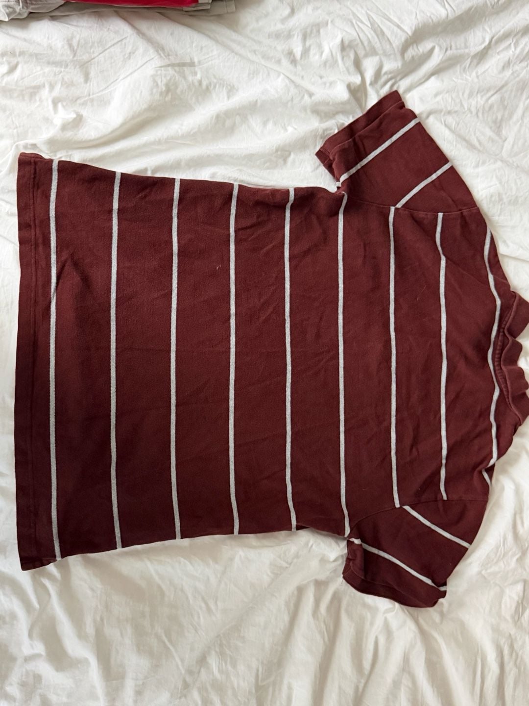 Gap Classic Fit Striped Polo Shirt Maroon Size XL 3