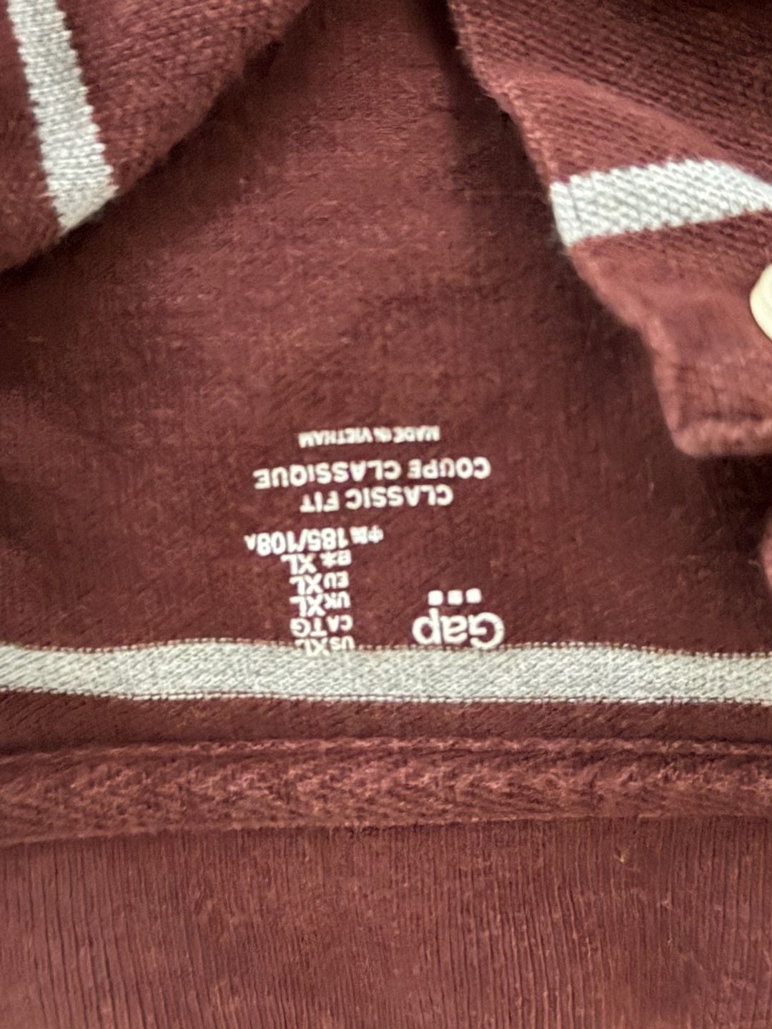 Gap Classic Fit Striped Polo Shirt Maroon Size XL 4