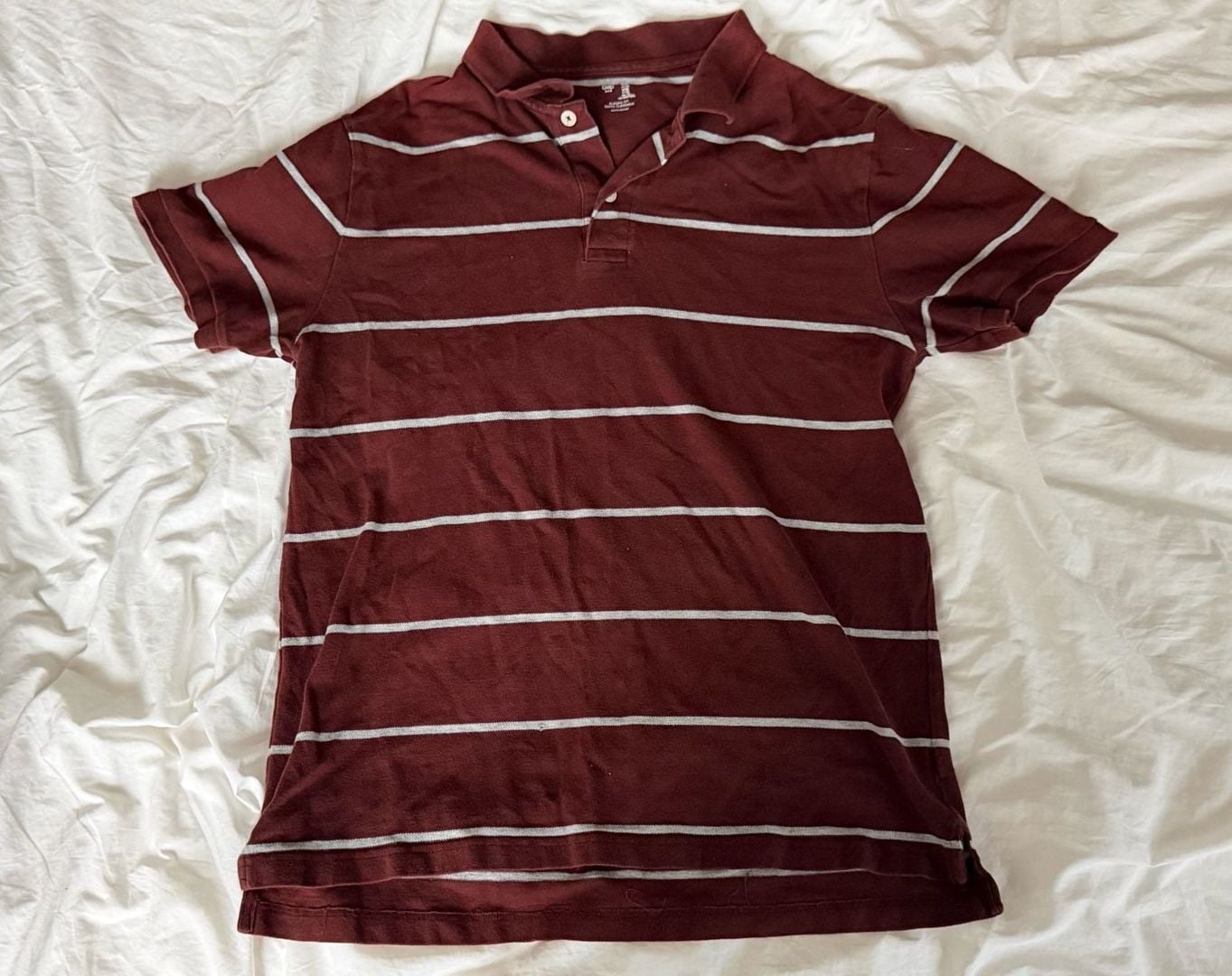Gap Classic Fit Striped Polo Shirt Maroon Size XL 2