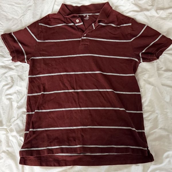 Gap Classic Fit Striped Polo Shirt Maroon Size XL