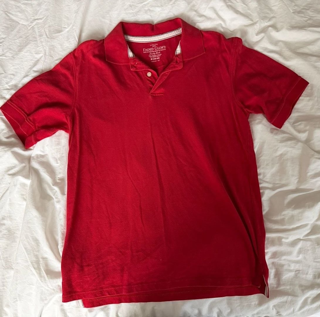 Faded Glory Men's Organic Cotton Short Sleeve Pique Polo Shirt Red 2