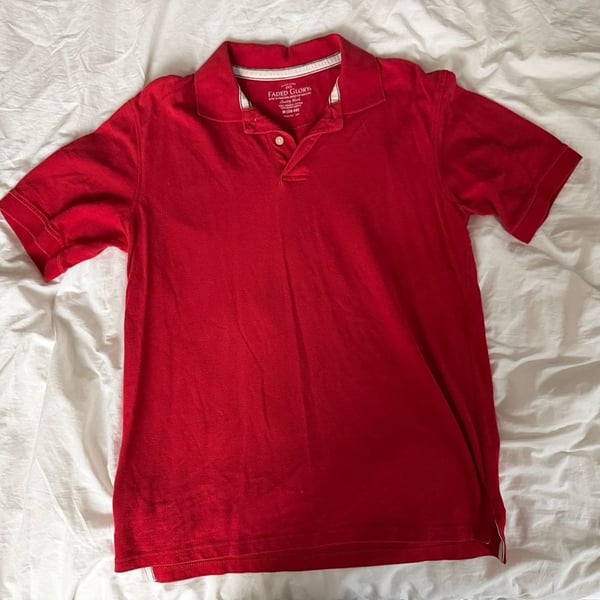 Faded Glory Men's Organic Cotton Short Sleeve Pique Polo Shirt Red